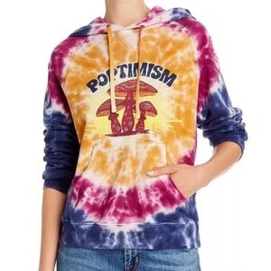 NEW MOTHER Denim Poptimism The Square Tie-Dye Hoodie Mushroom Sweatshirt Top S